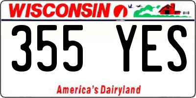 WI license plate 355YES