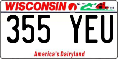 WI license plate 355YEU