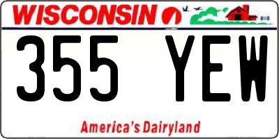 WI license plate 355YEW