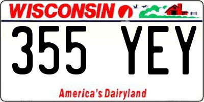 WI license plate 355YEY