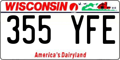 WI license plate 355YFE