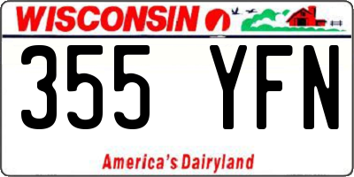 WI license plate 355YFN