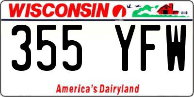 WI license plate 355YFW