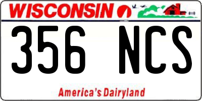 WI license plate 356NCS