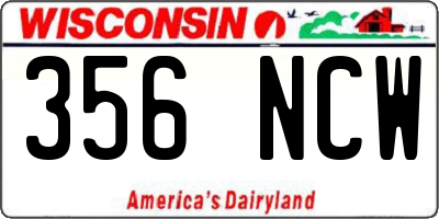 WI license plate 356NCW