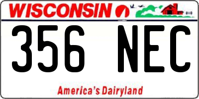 WI license plate 356NEC
