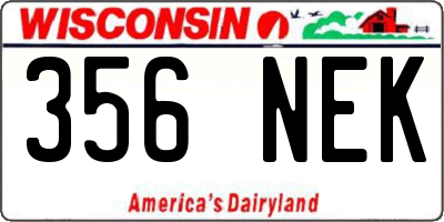 WI license plate 356NEK