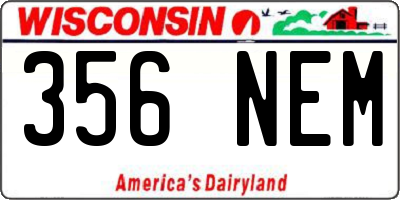 WI license plate 356NEM