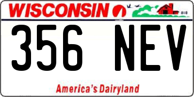 WI license plate 356NEV