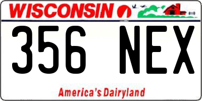 WI license plate 356NEX