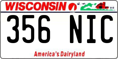 WI license plate 356NIC