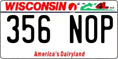 WI license plate 356NOP
