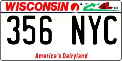 WI license plate 356NYC
