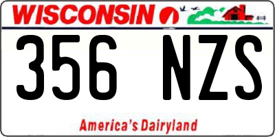 WI license plate 356NZS