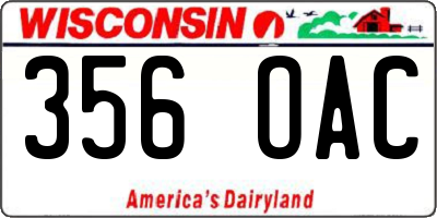 WI license plate 356OAC