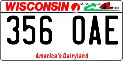 WI license plate 356OAE
