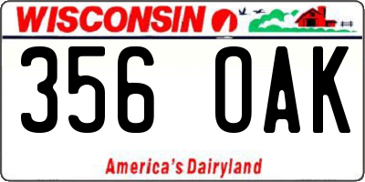 WI license plate 356OAK