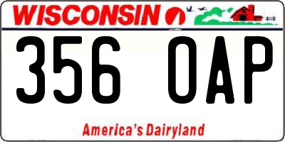 WI license plate 356OAP
