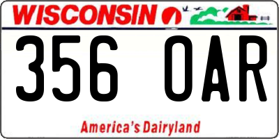 WI license plate 356OAR