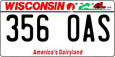 WI license plate 356OAS