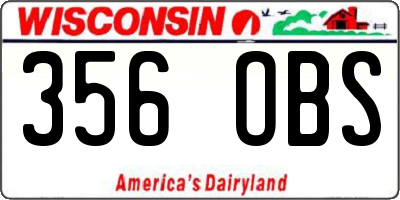 WI license plate 356OBS