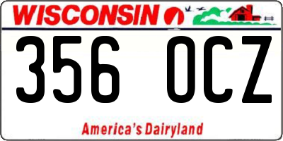 WI license plate 356OCZ