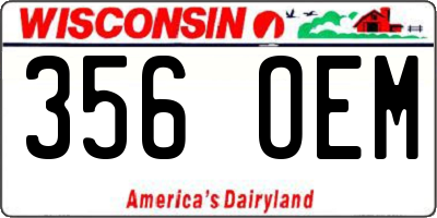 WI license plate 356OEM