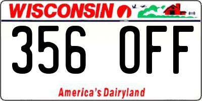 WI license plate 356OFF