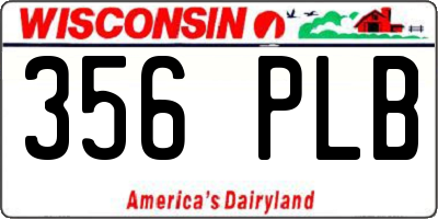 WI license plate 356PLB
