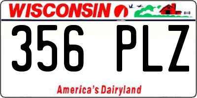 WI license plate 356PLZ