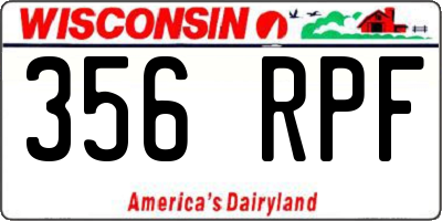 WI license plate 356RPF