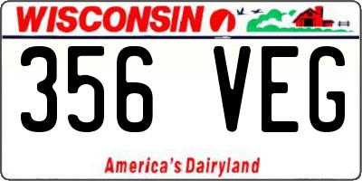 WI license plate 356VEG
