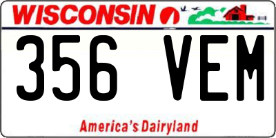 WI license plate 356VEM