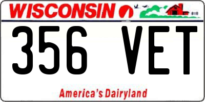 WI license plate 356VET