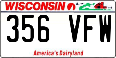 WI license plate 356VFW