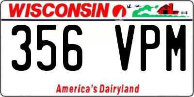 WI license plate 356VPM