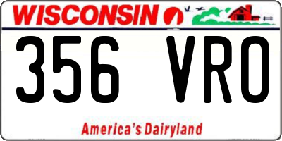 WI license plate 356VRO