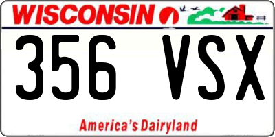 WI license plate 356VSX
