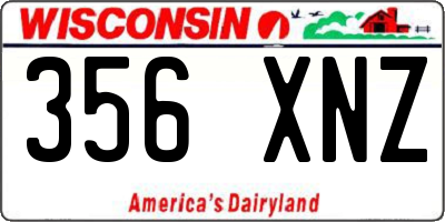 WI license plate 356XNZ
