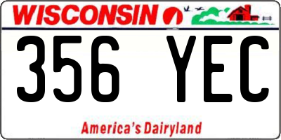 WI license plate 356YEC