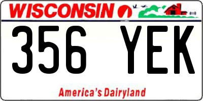 WI license plate 356YEK