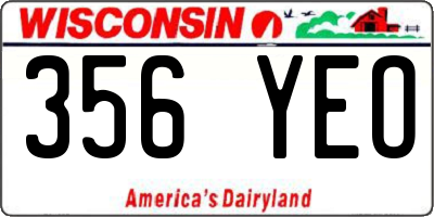 WI license plate 356YEO