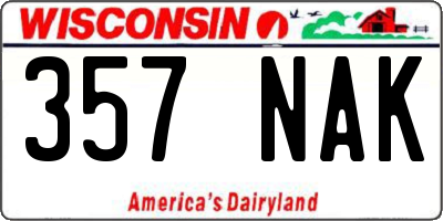 WI license plate 357NAK