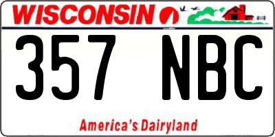 WI license plate 357NBC