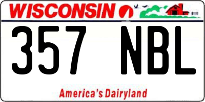 WI license plate 357NBL