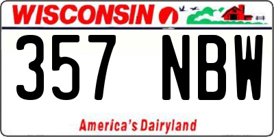 WI license plate 357NBW