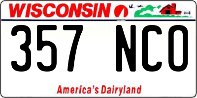 WI license plate 357NCO