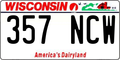 WI license plate 357NCW