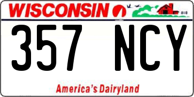 WI license plate 357NCY