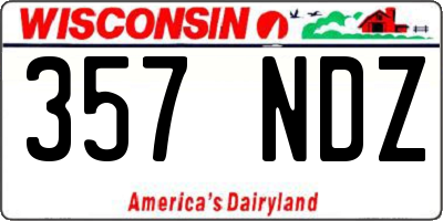 WI license plate 357NDZ
